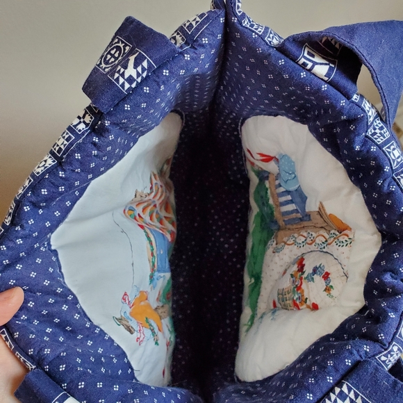 Vintage Handmade quilted patchwork handbag - reversable, unique design - Picture 8 of 9